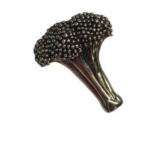 Vintage JH Breakell Novelty Pin Brooch Sterling Silver Broccoli Barbara Bush